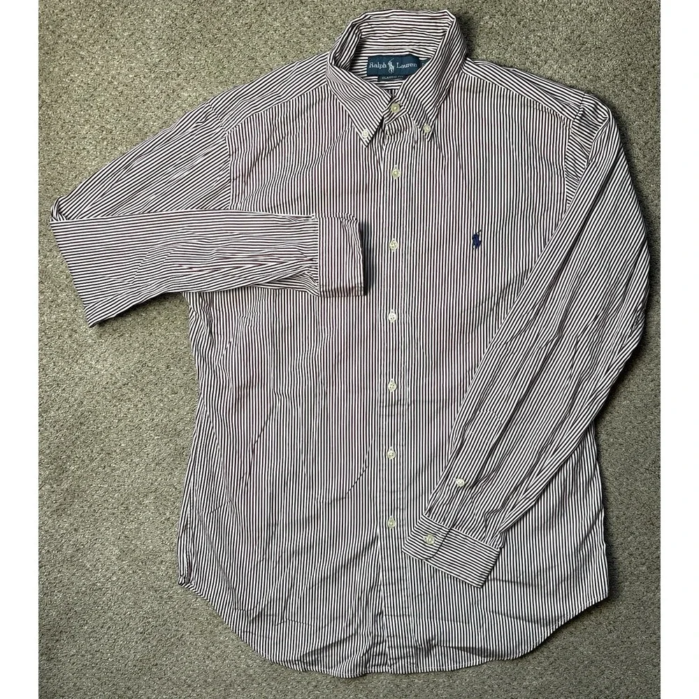 Polo Ralph Lauren Mens Medium Classic Fit Button Down Shirt Long Sleeve Striped